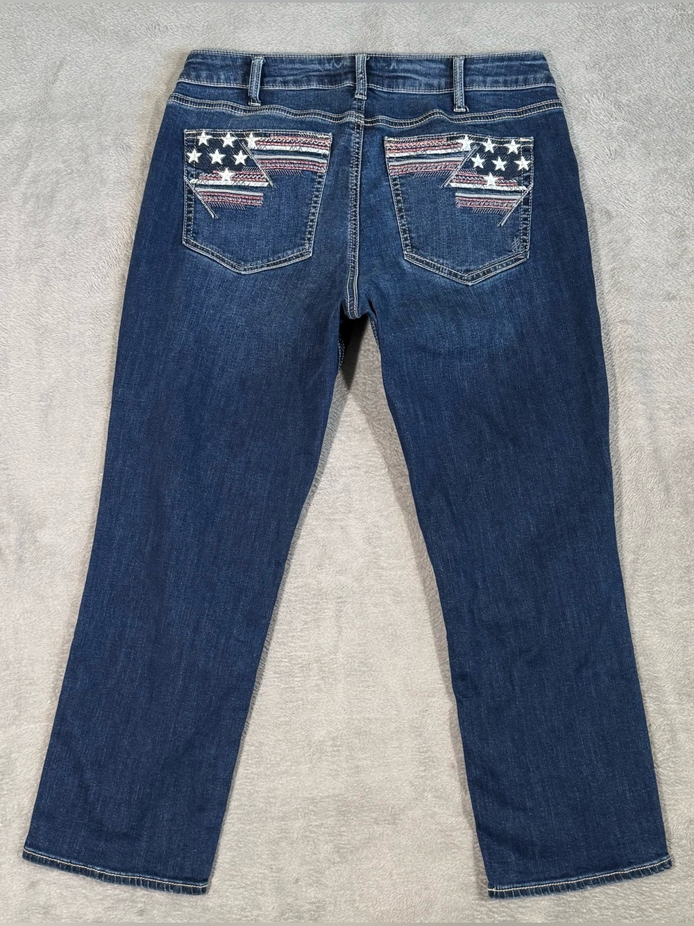Silver Jeans Co. Suki Womens 33x26 Bootcut Jeans American Flag Embroidered Boho